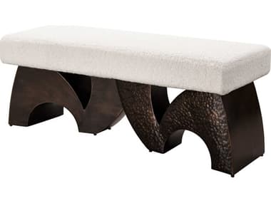 Elk Home 46" Aged Bronze White Fabric Upholstered Accent Bench EKH001510828