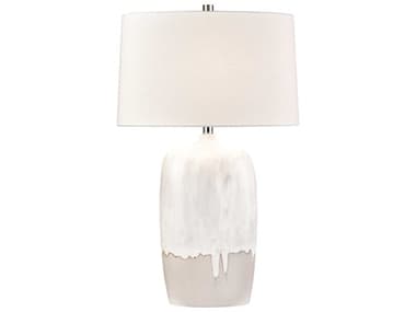 Elk Home Ruthie White Glazed Cream Textured Linen Oval Buffet Lamp EKH001911082