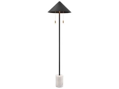 Elk Home Jordana 58" Tall Matte Black White Metal Cone Floor Lamp EKH001911111