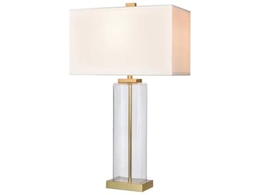 Elk Home Edenvale Clear Honey Brass White Faux Silk Hardback Glass Buffet Lamp EKH00198010