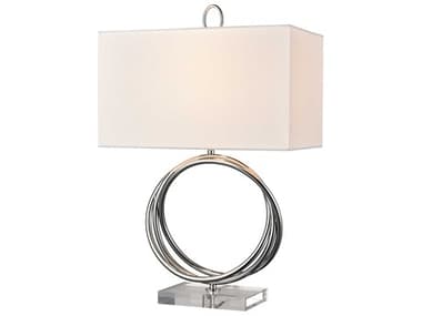 Elk Home Eero Chrome Clear White Linen Hardback Table Lamp EKH00198557