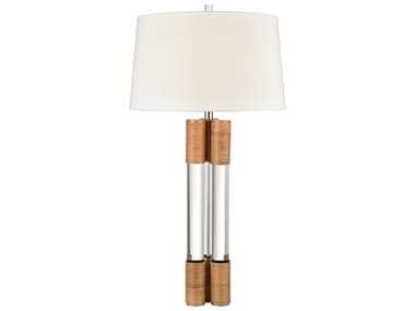 Elk Home Island Gate Clear Natural White Textured Linen Hardback Chrome Buffet Lamp EKH00199515