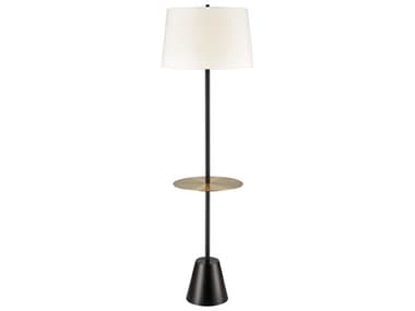 Elk Home Abberwick 64" Tall Matte Black Brass White Linen Hardback Floor Lamp EKH00199556