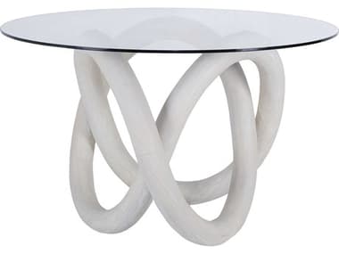 Elk Home Knotty 48" Round Glass White Dining Table EKH00759439