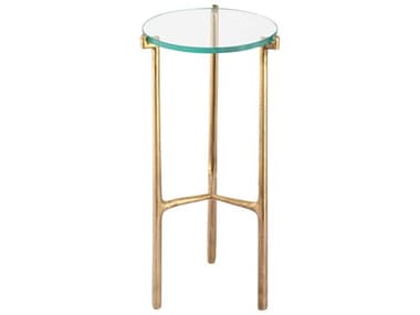 Elk Home 9" Round Glass Aged Brass End Table EKH080510878