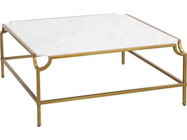 Elk Home 42" Square Marble White Brass Coffee Table EKH08059916