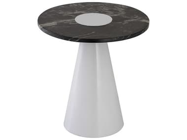 Elk Home Round Marble White Black End Table EKH089510511