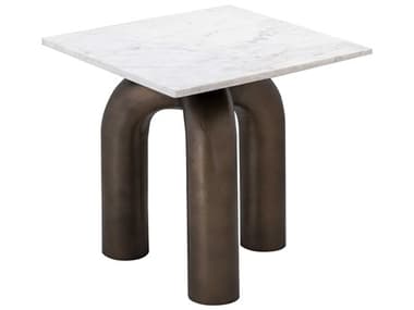 Elk Home Square Marble Antique Bronze White End Table EKH089510512