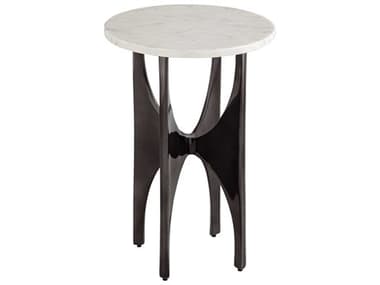 Elk Home Round Marble Black Nickel White End Table EKH089510517