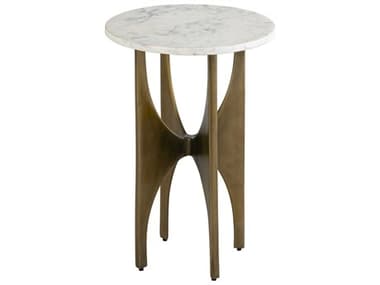 Elk Home Round Marble Antique Brass White End Table EKH089510518