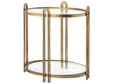 Elk Home Oval Glass Aged Brass End Table EKH089510845