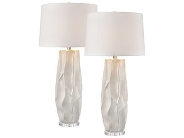 Elk Home Parker Gloss White Glazed Clear Linen Shade Buffet Lamp (Set of 2) EKS001910314S2