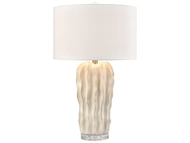 Elk Home Genesee White Glazed Clear Linen Drum Hardback Buffet Lamp EKS001911140