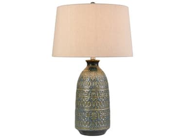 Elk Home Burnie Blue Glazed Gold Sand Linen Hardback Buffet Lamp EKS001911143