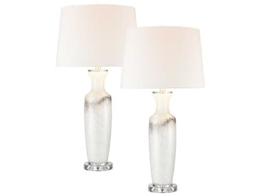 Elk Home Abilene White Clear Linen Shade Glass Buffet Lamp (Set of 2) EKS00198041S2