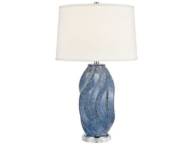 Elk Home Blue Swell Blue Clear White Textured Linen Hardback Crystal Buffet Lamp EKS00199538