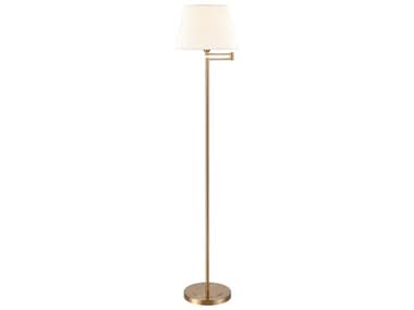 Elk Home Scope 65" Tall Aged Brass White Cotton Hardback Floor Lamp EKS00199606