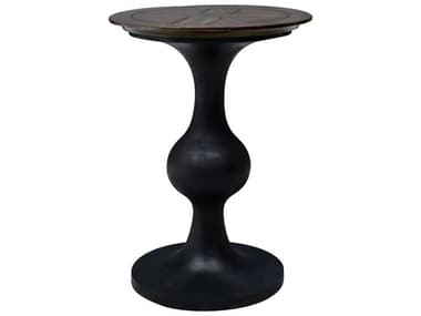 Elk Home Round Wood Harvest Brown Kettle Black End Table EKS007510272