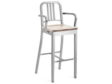 Emeco 1104 Navy Collection With Wood Seat Bar Stool EME110430A