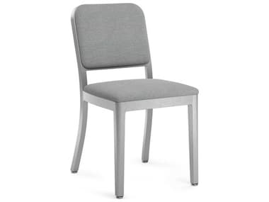 Emeco Navy Officer By Jasper Morrison Gray Fabric Upholstered Side Dining Chair EMENOFF