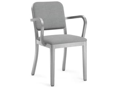 Emeco Navy Officer By Jasper Morrison Gray Fabric Upholstered Arm Dining Chair EMENOFFA