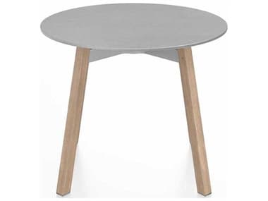 Emeco Su By Nendo Hand Brushed / Oak 24'' Wide Round End Table EMESULTRD24ALUWOOD