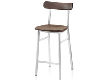 Emeco Hand Brushed (clear Anodized) Side Counter Height Stool EMEUTILITYCTRHBWAL