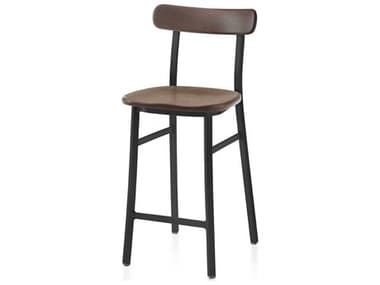 Emeco Black Powder Coated Side Counter Height Stool EMEUTILITYCTRPCBLWAL