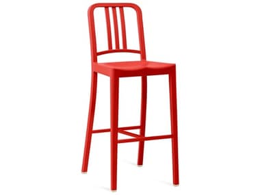 Emeco Outdoor Navy Recycled Plastic Red Bar Stool EMO11130RED