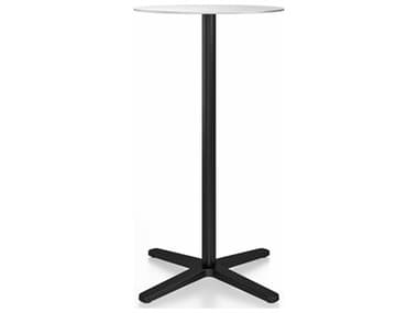 Emeco Outdoor 2 Inch By Jasper Morrison Hand Brushed / Black Powder Coated 24'' Wide Aluminum Round Bar Table EMO2INCHBTRD24XALUDARKPC