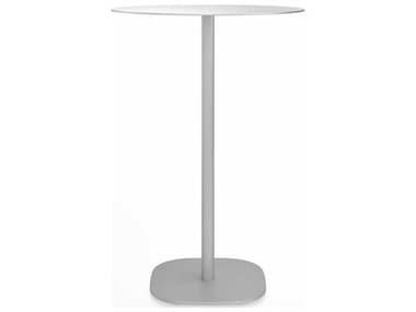 Emeco Outdoor Hand Brushed / Clear Anodized 30'' Wide Aluminum Round Bar Table EMO2INCHBTRD30FALU