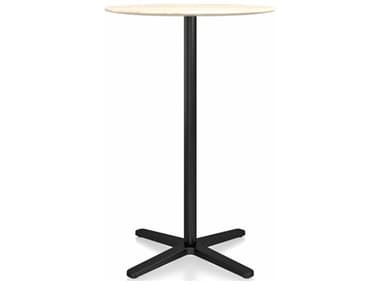 Emeco Outdoor 2 Inch By Jasper Morrison Accoya / Black Powder Coated 30'' Wide Aluminum Round Bar Table EMO2INCHBTRD30XACCDARKPC
