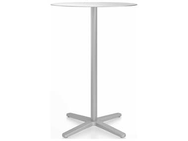 Emeco Outdoor 2 Inch By Jasper Morrison Hand Brushed / Silver Powder Coated 30'' Wide Aluminum Round Bar Table EMO2INCHBTRD30XALU