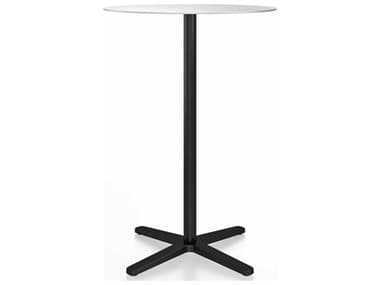 Emeco Outdoor 2 Inch By Jasper Morrison Hand Brushed / Black Powder Coated 30'' Wide Aluminum Round Bar Table EMO2INCHBTRD30XALUDARKPC