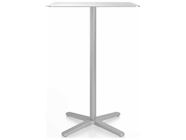 Emeco Outdoor 2 Inch By Jasper Morrison Hand Brushed / Silver Powder Coated 30'' Wide Aluminum Square Bar Table EMO2INCHBTSQ30XALU