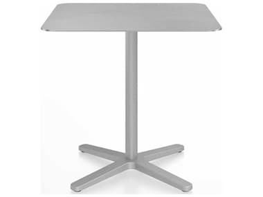 Emeco Outdoor 2 Inch By Jasper Morrison Hand Brushed / Silver Powder Coated 36'' Wide Aluminum Square Dining Table EMO2INCHCTSQ30XALU