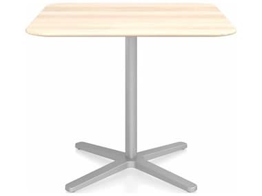 Emeco Outdoor 2 Inch By Jasper Morrison Accoya / Silver Powder Coated 36'' Wide Aluminum Square Dining Table EMO2INCHCTSQ36XACC