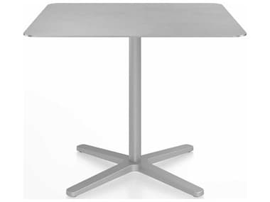 Emeco Outdoor 2 Inch By Jasper Morrison Hand Brushed / Silver Powder Coated 36'' Wide Aluminum Square Dining Table EMO2INCHCTSQ36XALU