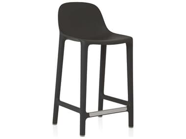 Emeco Outdoor Broom Reclaimed Dark Grey Side Stationary 24'' High Counter Stool EMOBROOM24DARKGREY