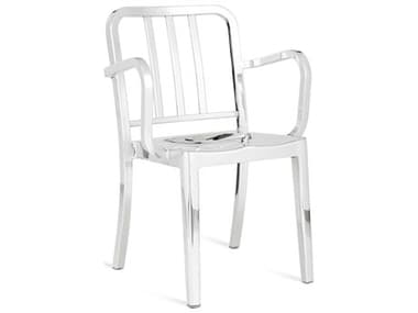 Emeco Outdoor Heritage Polished Aluminum Dining Arm Chair EMOHERAP