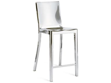 Emeco Outdoor Hudson Polished Aluminum Counter Stool with Arms EMOHUDCTR24AP