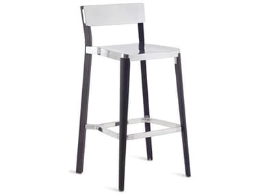 Emeco Outdoor Lancaster Ash Wood Dark Bar Stool with Polished Seat and Back EMOLANBPDW