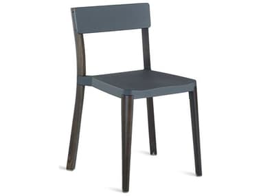 Emeco Outdoor Lancaster Ash Wood Dark Dining Side Chair with Dark Grey Seat and Back EMOLANCDGDW