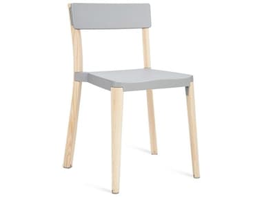 Emeco Outdoor Lancaster Ash Wood Dining Side Chair with Light Grey Seat and Back EMOLANCLGLW