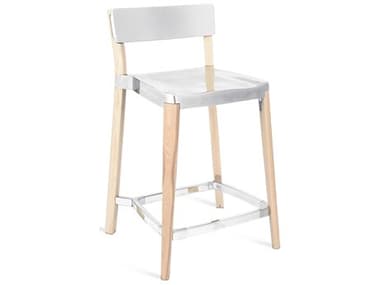 Emeco Outdoor Lancaster Ash Wood Counter Stool with Polished Seat and Back EMOLANCTRPLW
