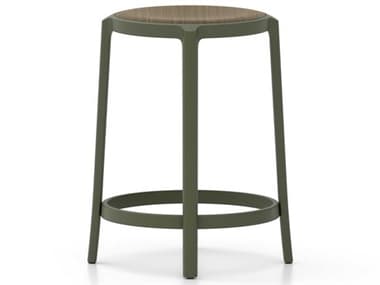 Emeco Outdoor On & On Walnut / Green Recycled Plastic Wood Counter Stool EMOONON24WWSGREEN