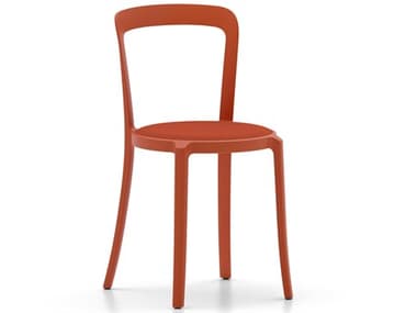 Emeco Outdoor On & On Orange Recycled Plastic Maharam Mimic Cushion Dining Chair EMOONONUSORANGEFABRIC1