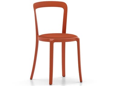 Emeco Outdoor On & On Orange Recycled Plastic Kvadrat Steelcut Cushion Dining Chair EMOONONUSORANGEFABRIC2