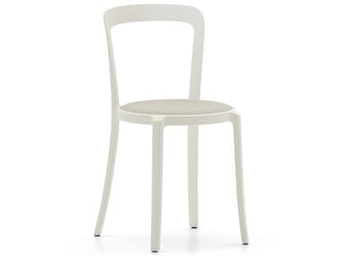 Emeco Outdoor On & On White Recycled Plastic Kvadrat Steelcut Cushion Dining Chair EMOONONUSWHITEFABRIC2