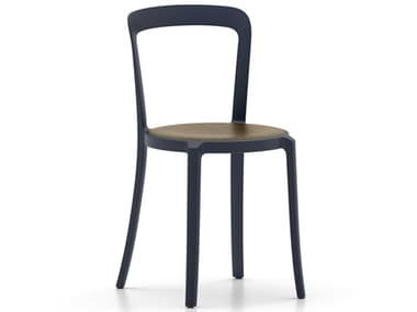 Emeco Outdoor On & On Walnut / Dark Blue Recycled Plastic Wood Dining Chair EMOONONWWSDARKBLUE